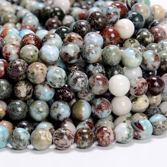 Natural Dominican Larimar Gemstone Round 6mm 8mm 10mm Loose Beads Bulk Lot 1,2,6,12 And 50 (d19)