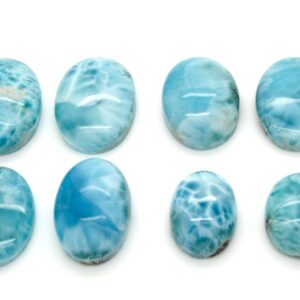 Natural Dominican Larimar Rock Gemstone Round Small Oval Flat Beads For Pendant Grade Aaa