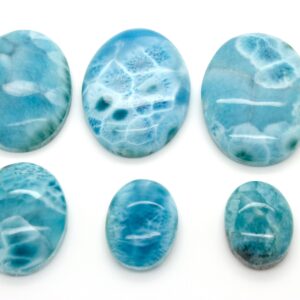 Natural Dominican Larimar Rock Gemstone Round Oval Flat Beads For Pendant Grade Aaa