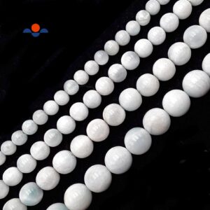 White Light Blue Natural Larimar Smooth Round Beads 8mm 10mm 12mm 14mm 15.5"strd