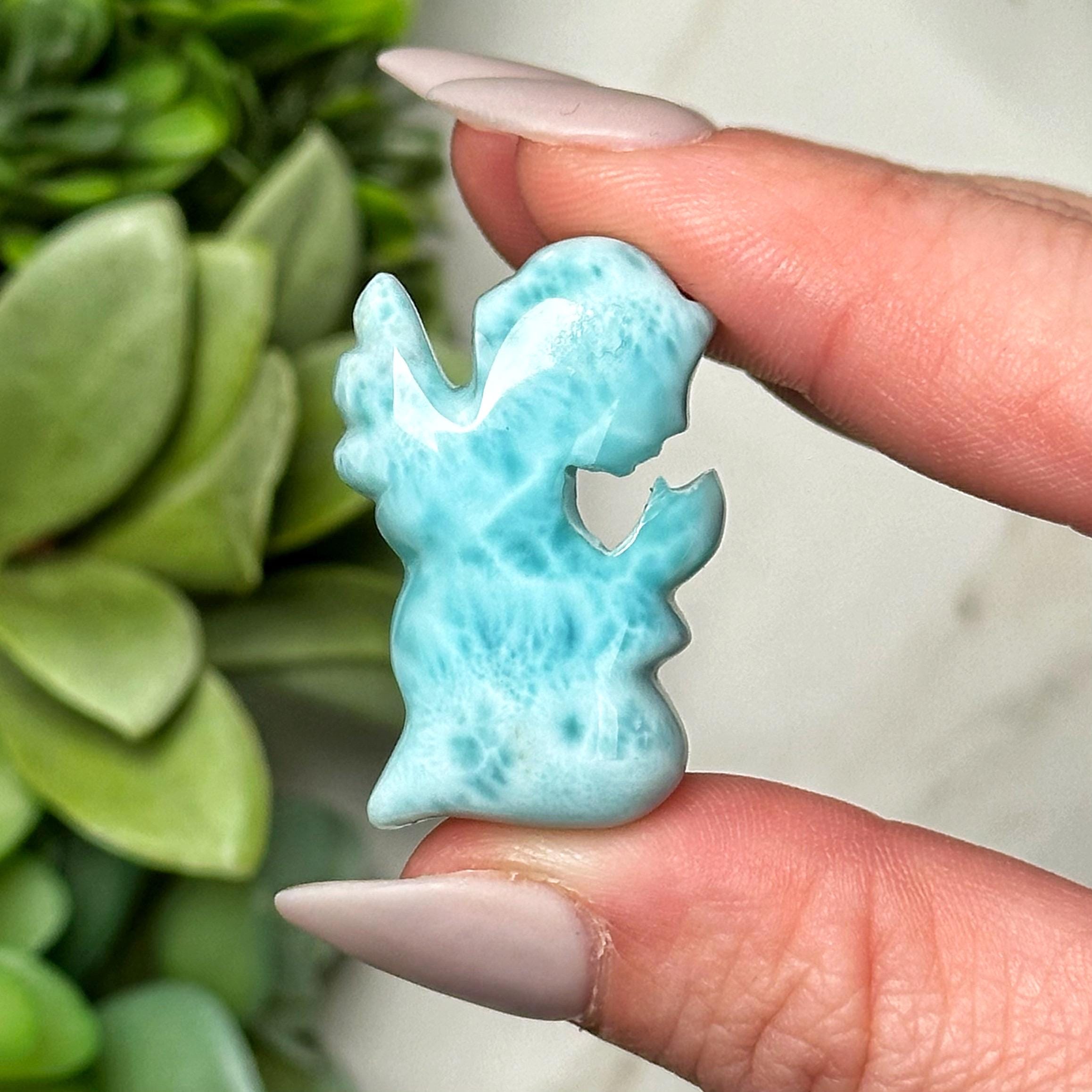 Larimar Angel | 11g | - #3 (polished Blue Crystal Carving, Throat Chakra, Peace, Ocean) Larimar Angel | 11g | - #3 (polished Blue Crystal Carving, Throat Chakra, Peace, Ocean)
