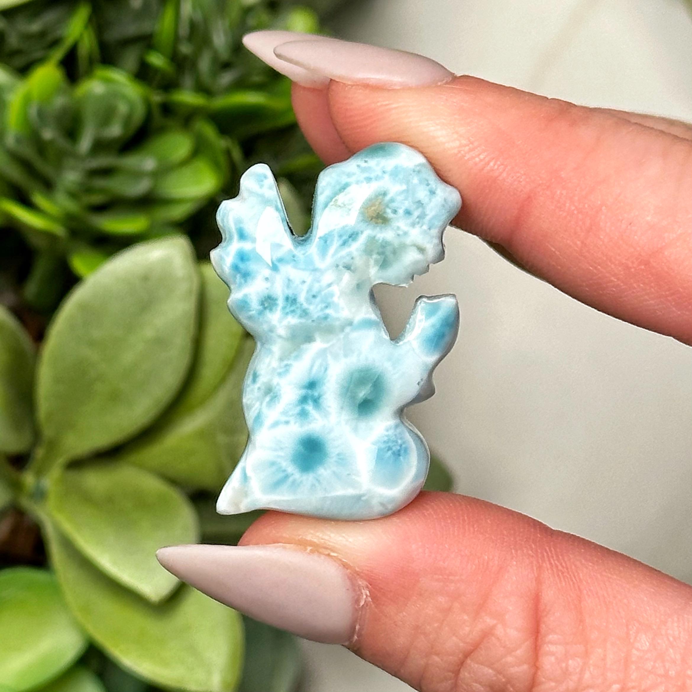Larimar Angel | 11g | - #4 (polished Blue Crystal Carving, Throat Chakra, Peace, Ocean)