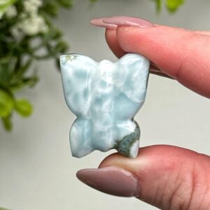 Larimar Butterfly | 12g | - #2 (polished Blue Crystal Carving, Throat Chakra, Peace, Ocean)