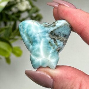 Larimar Butterfly | 12g | - #3 (polished Blue Crystal Carving, Throat Chakra, Peace, Ocean)