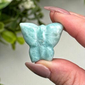 Larimar Butterfly | 8g | - #8 (polished Blue Crystal Carving, Throat Chakra, Peace, Ocean)