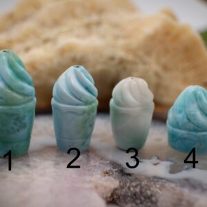 Larimar Carved Ice Cream Sunday Fro Yo Bead {dominican Republic} Unique, Limited Edition