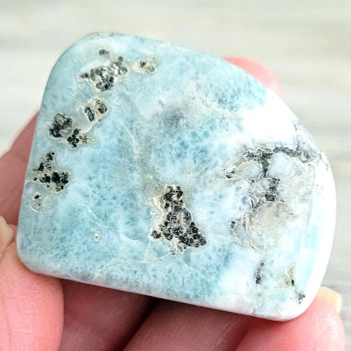 Larimar Crystal Pebble • Smooth Polished Stone • Ethically Sourced