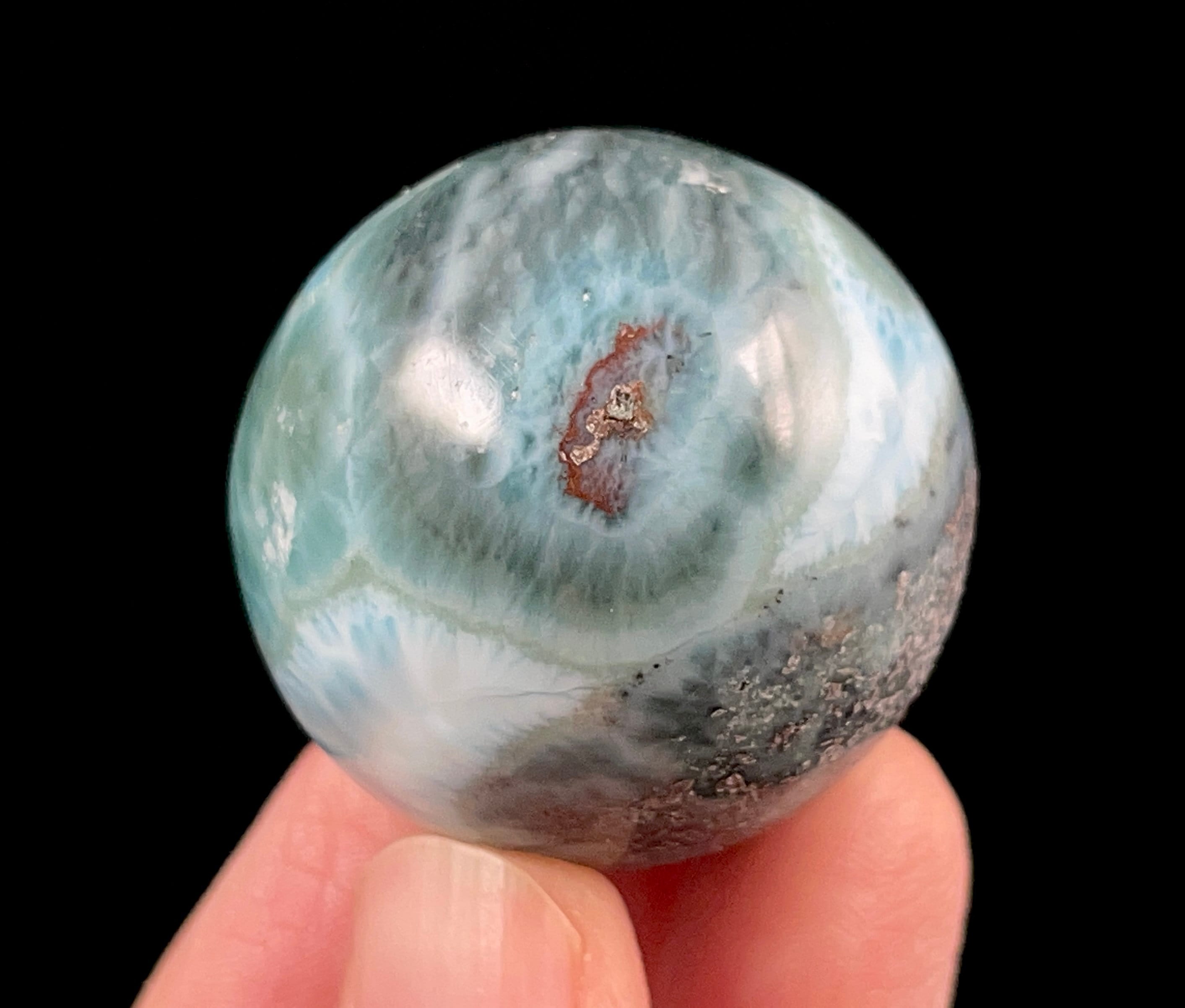 Larimar Stone Sphere - Carved Crystal Ball, Housewarming Gift, Home Decor, 52426
