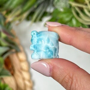 Larimar Dolphin | 7g | - #5 (polished Blue Crystal Carving, Throat Chakra, Peace, Ocean)