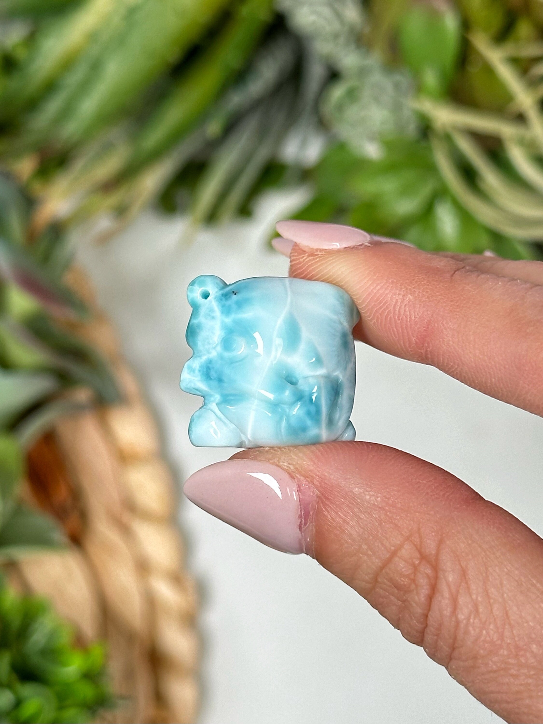 Larimar Dolphin | 7g | - #5 (polished Blue Crystal Carving, Throat Chakra, Peace, Ocean)