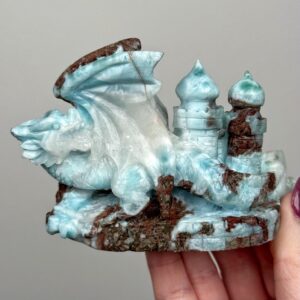 Larimar Dragon | 279g | - #s70 (polished Blue Crystal Carving, Throat Chakra, Peace, Ocean)