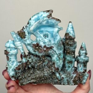 Larimar Dragon | 399g | - #s67 (polished Blue Crystal Carving, Throat Chakra, Peace, Ocean)