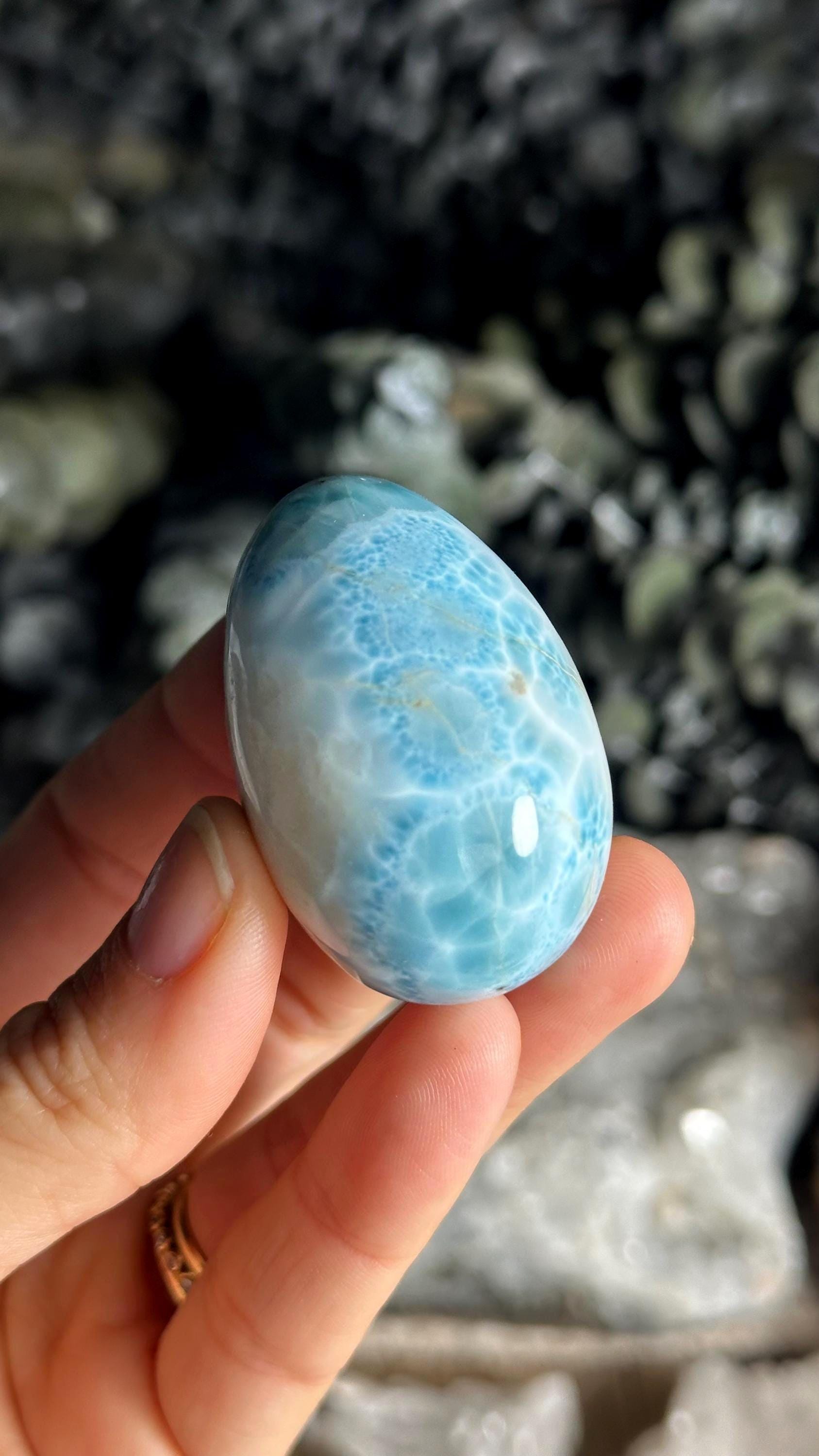 Larimar Egg Stone Carving
