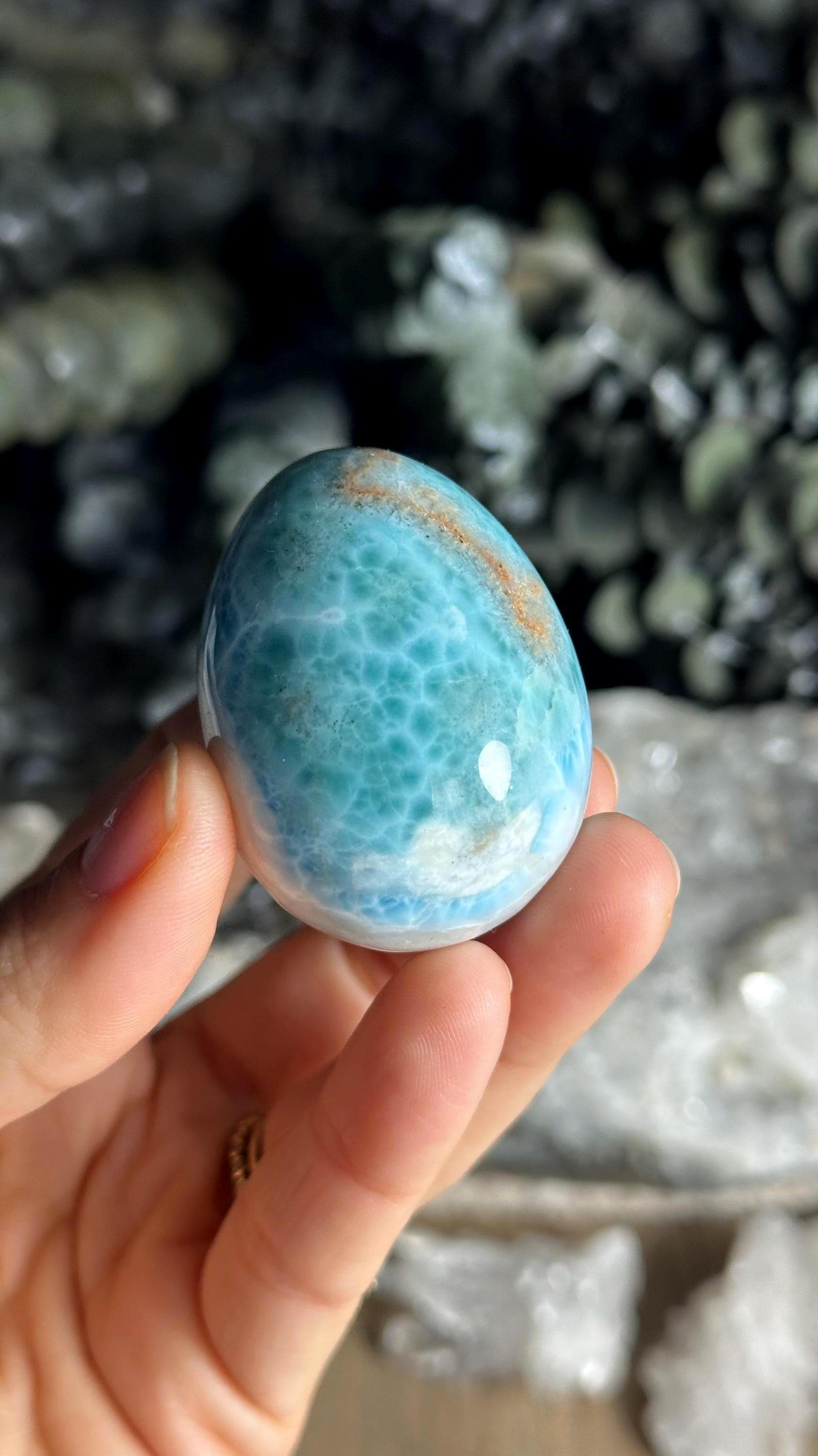 Larimar Egg Stone Carving