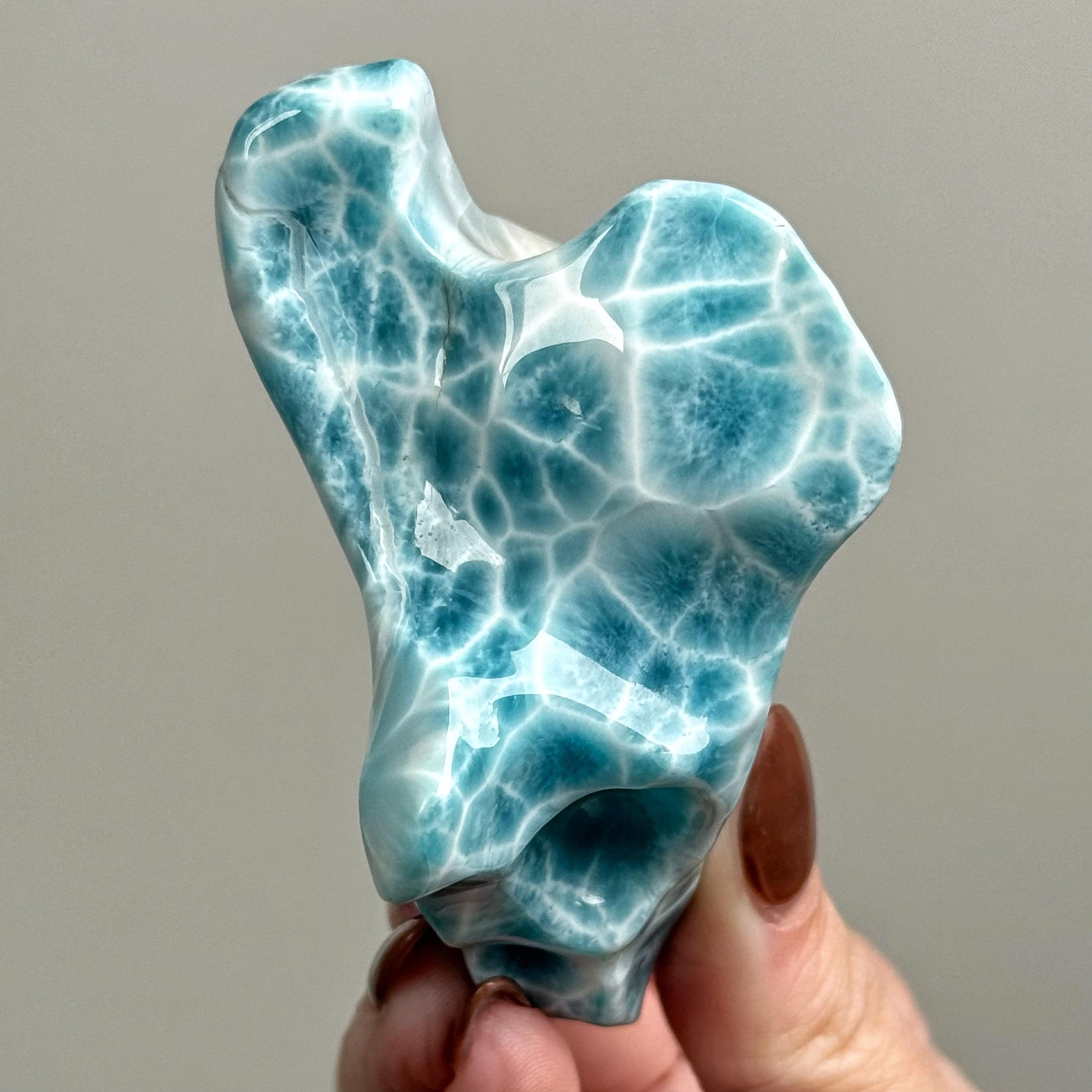 Larimar Freeform , 150g , - #4 (polished Blue Crystal Chunk, Throat Chakra, Healing Stone, Peace)