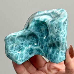 Larimar Freeform , 211g , - #7 (polished Blue Crystal Chunk, Throat Chakra, Healing Stone, Peace)