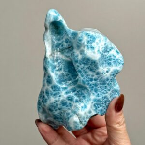 Larimar Freeform | 275g | - #2 (Polished Blue Crystal Chunk, Throat Chakra, Healing Stone, Peace)