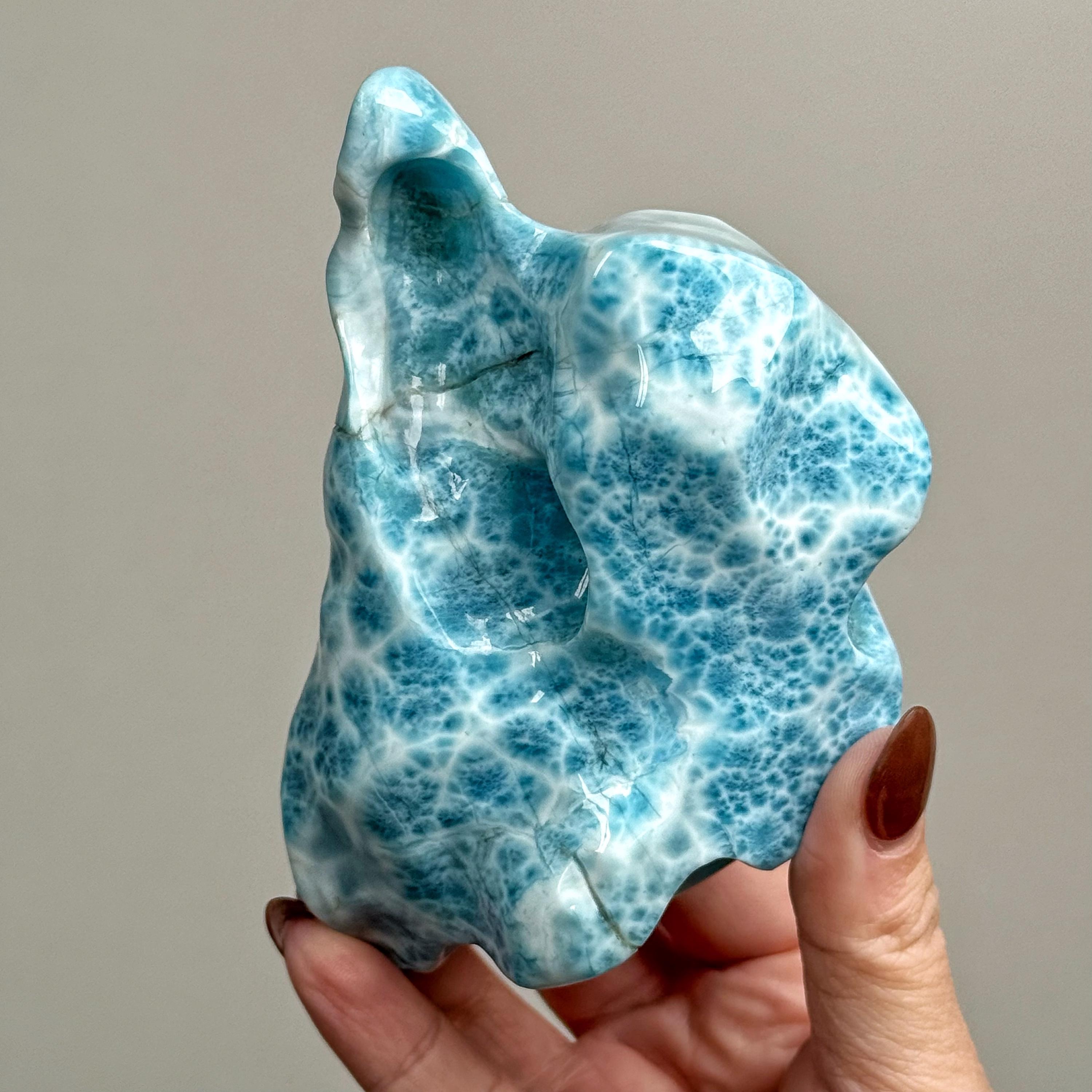 Larimar Freeform | 275g | - #2 (polished Blue Crystal Chunk, Throat Chakra, Healing Stone, Peace)