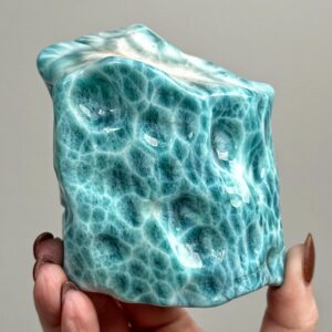 Larimar Freeform , 465g , - #1 (polished Blue Crystal Chunk, Throat Chakra, Healing Stone, Peace)