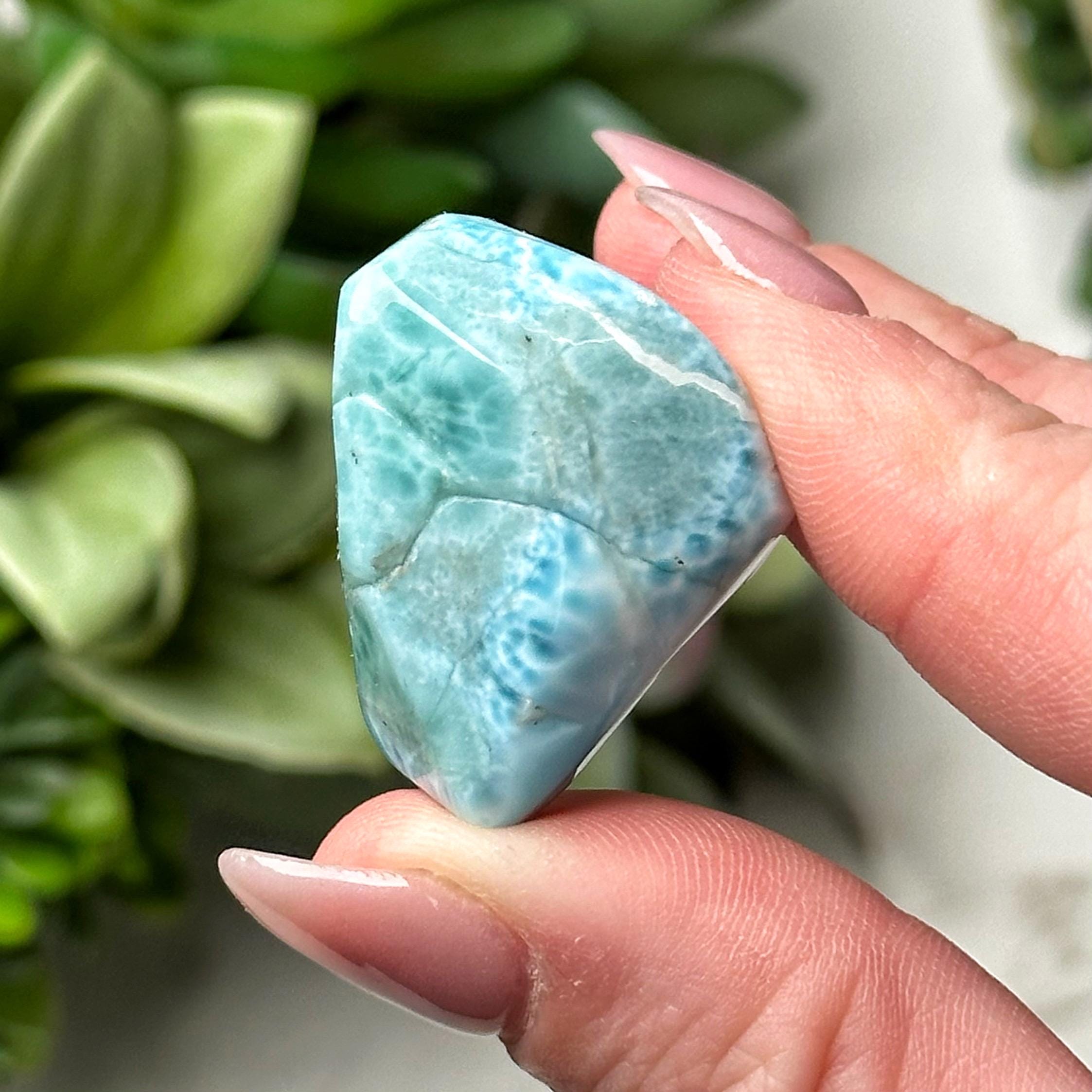 Larimar Freeform | 14g | - #19 (polished Blue Crystal Chunk, Throat Chakra, Healing Stone, Peace)