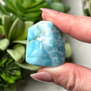 Larimar Freeform | 14g | - #16 (polished Blue Crystal Chunk, Throat Chakra, Healing Stone, Peace)