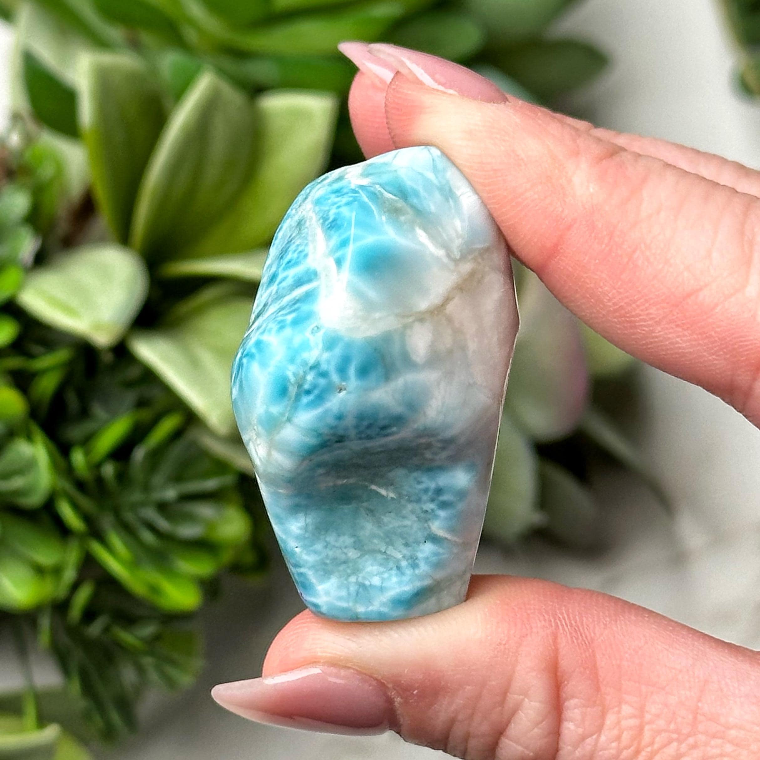 Larimar Freeform | 22g | - #17 (polished Blue Crystal Chunk, Throat Chakra, Healing Stone, Peace)
