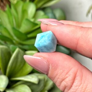 Mini Larimar Cube | 2g | - #1 (polished Blue Crystal Carving, Throat Chakra, Peace, Ocean)