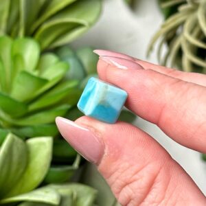 Mini Larimar Cube | 2g | - #7 (polished Blue Crystal Carving, Throat Chakra, Peace, Ocean)