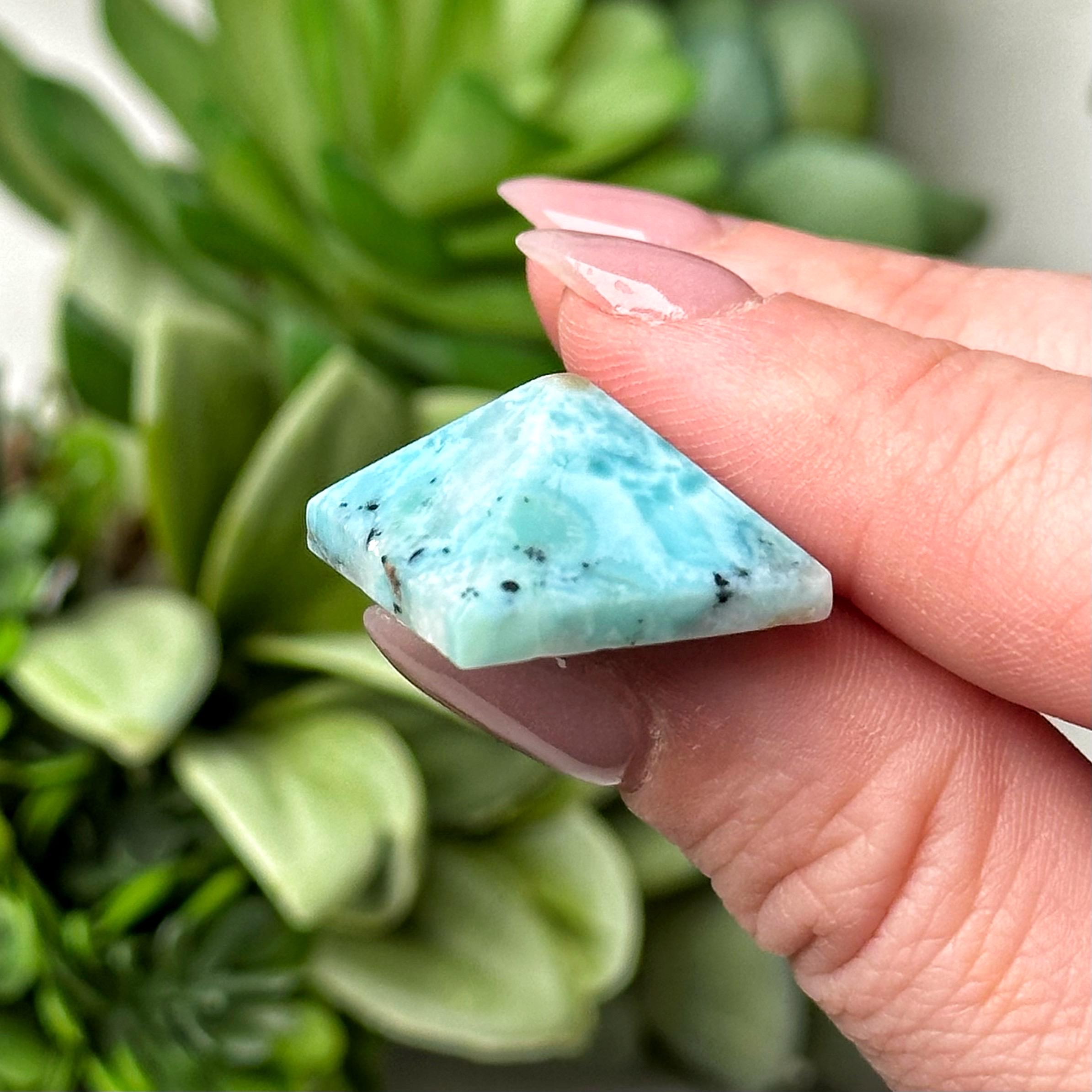 Larimar Mini Pyramid | 6g | - #3 (polished Blue Crystal Tower, Throat Chakra, Healing Stone, Peace)
