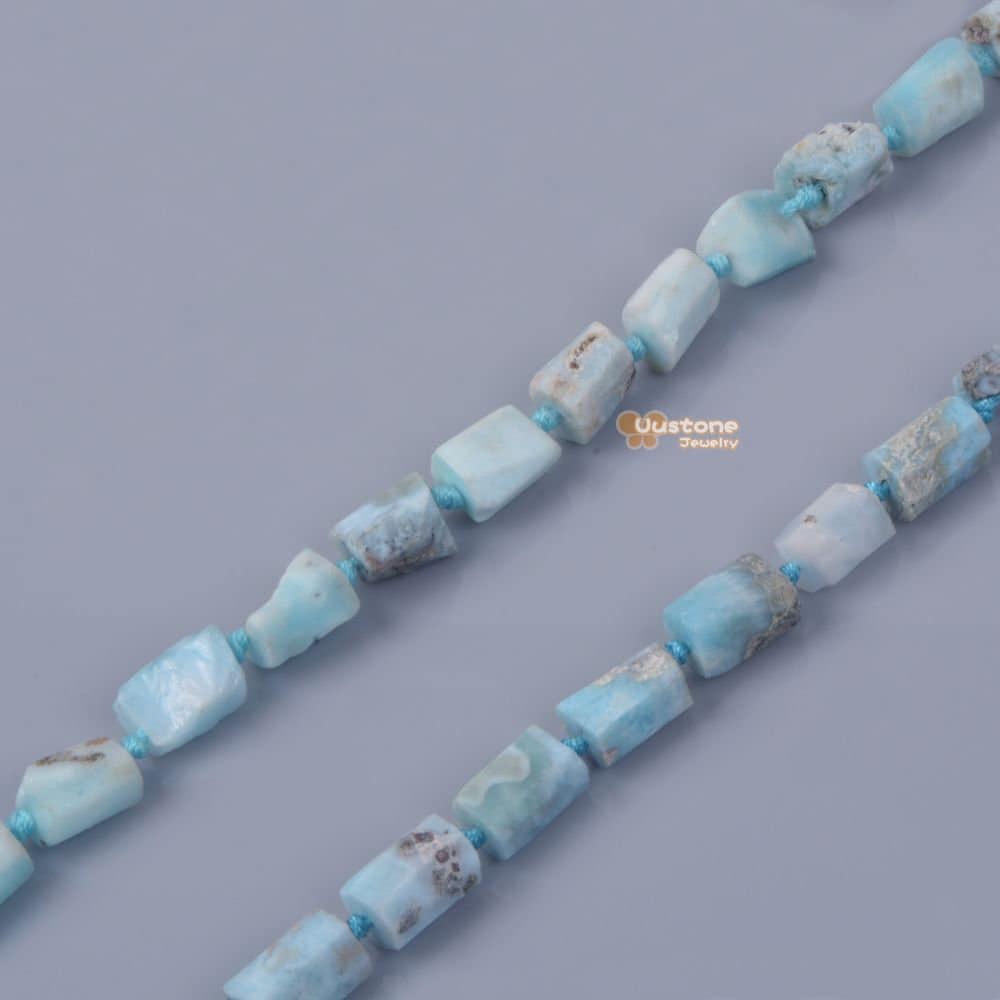 Natural Larimar Raw Nugget Matte Loose Gemstone Beads 16"
