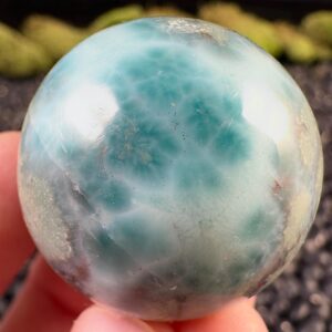 Polished Larimar Crystal Sphere - Natural Home Decor - Ocean Stone, Carved Gemstone Ball, 55957