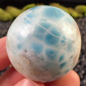 Polished Larimar Crystal Sphere - Natural Home Decor - Ocean Stone, Carved Gemstone Ball, 55962