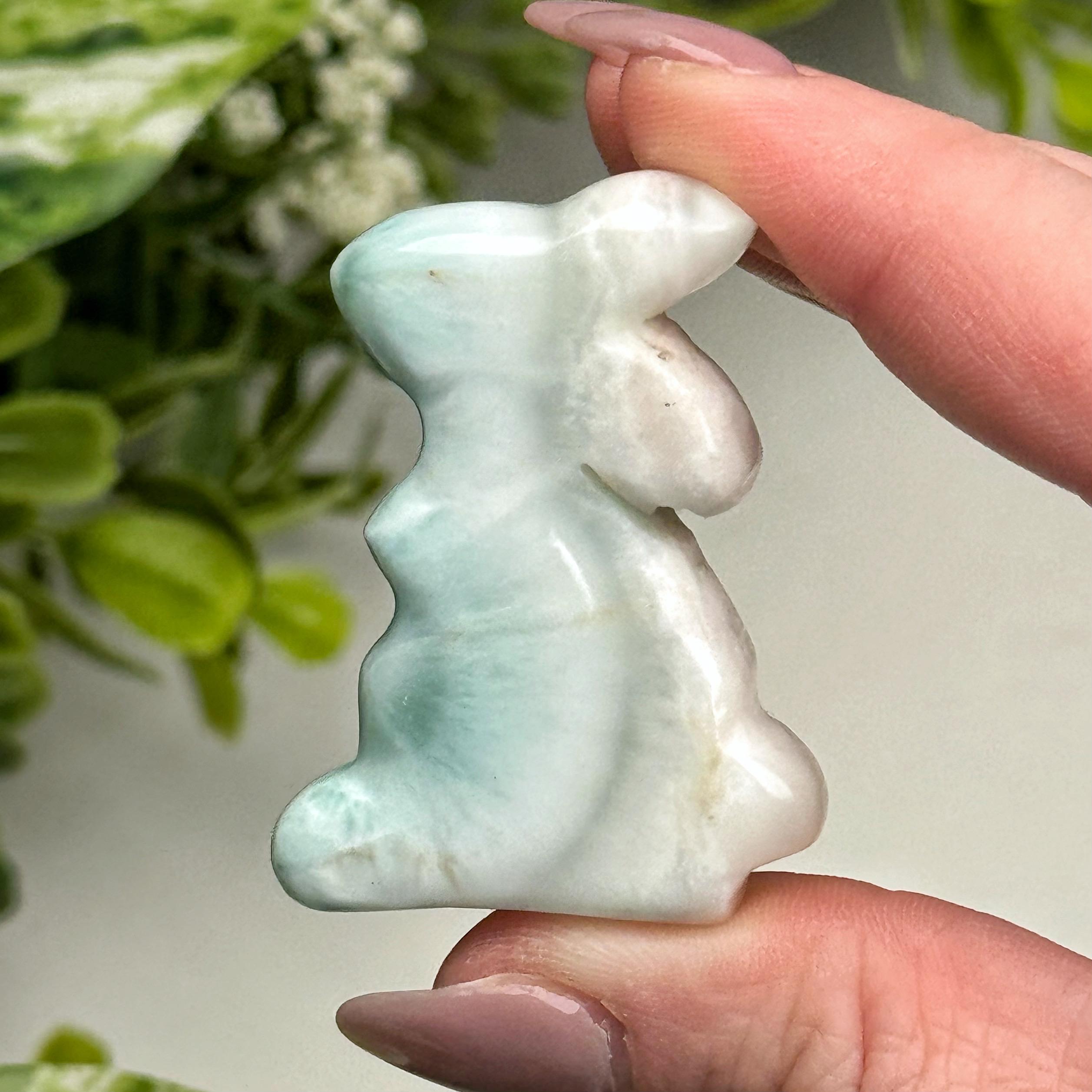 Larimar Rabbit | 25g | - #5 (polished Blue Crystal Carving, Throat Chakra, Peace, Ocean)