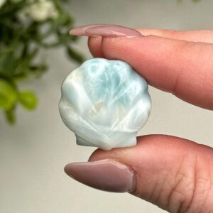 Larimar Shell | 7g | - #2 (polished Blue Crystal Carving, Throat Chakra, Peace, Ocean)