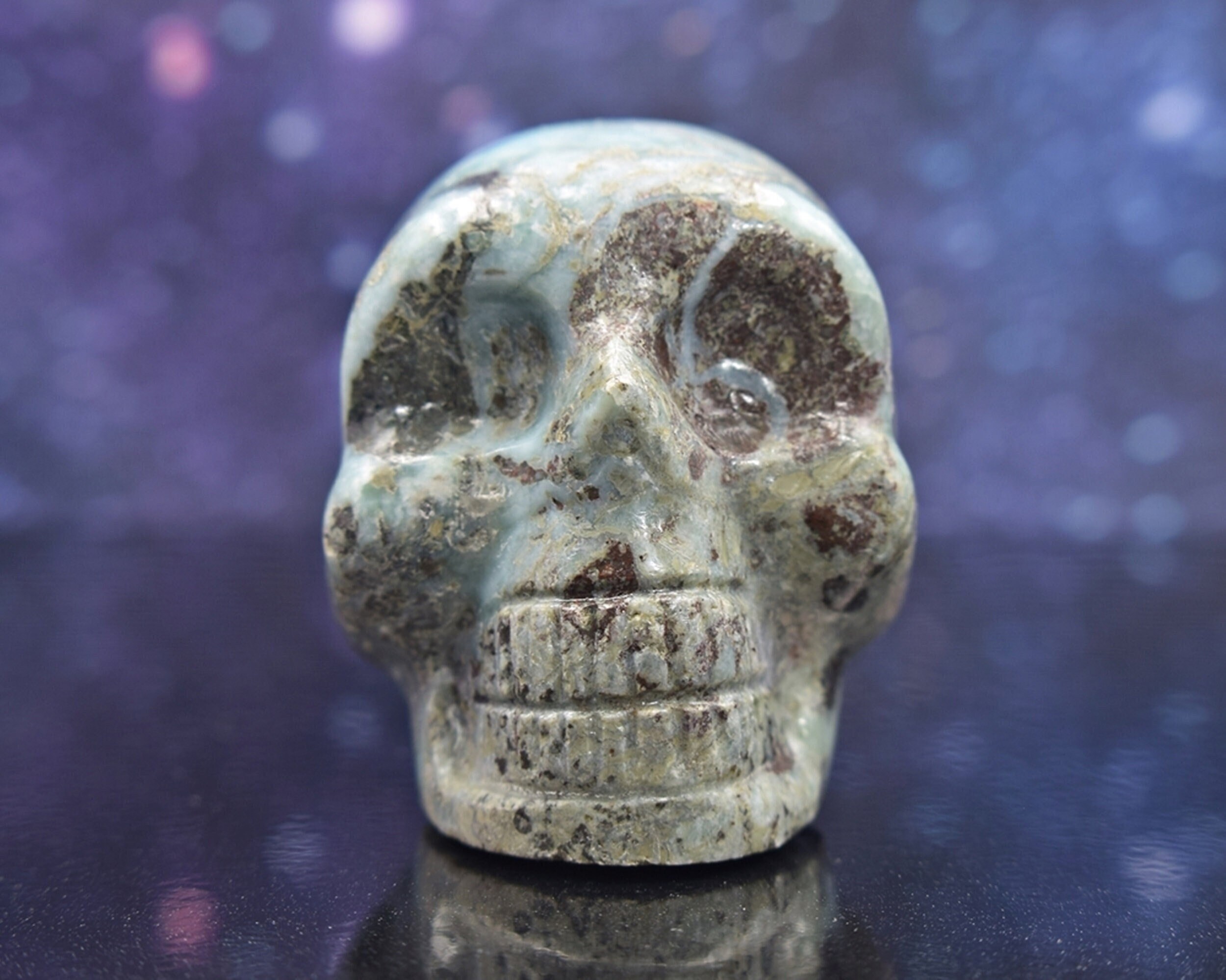 Larimar Skull From Dominican Republic | Caribbean Blue Pectolite | Rare | 2.24" | 220.5 Grams