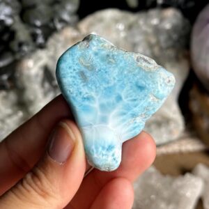 Larimar Slab: Polished Flat Stone, Fossil Mineral