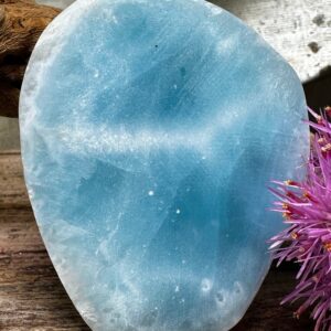 Soothing Exceptional Quality Hand Polished Natural Larimar Slab From Dominican Republic, Atlantis Stone