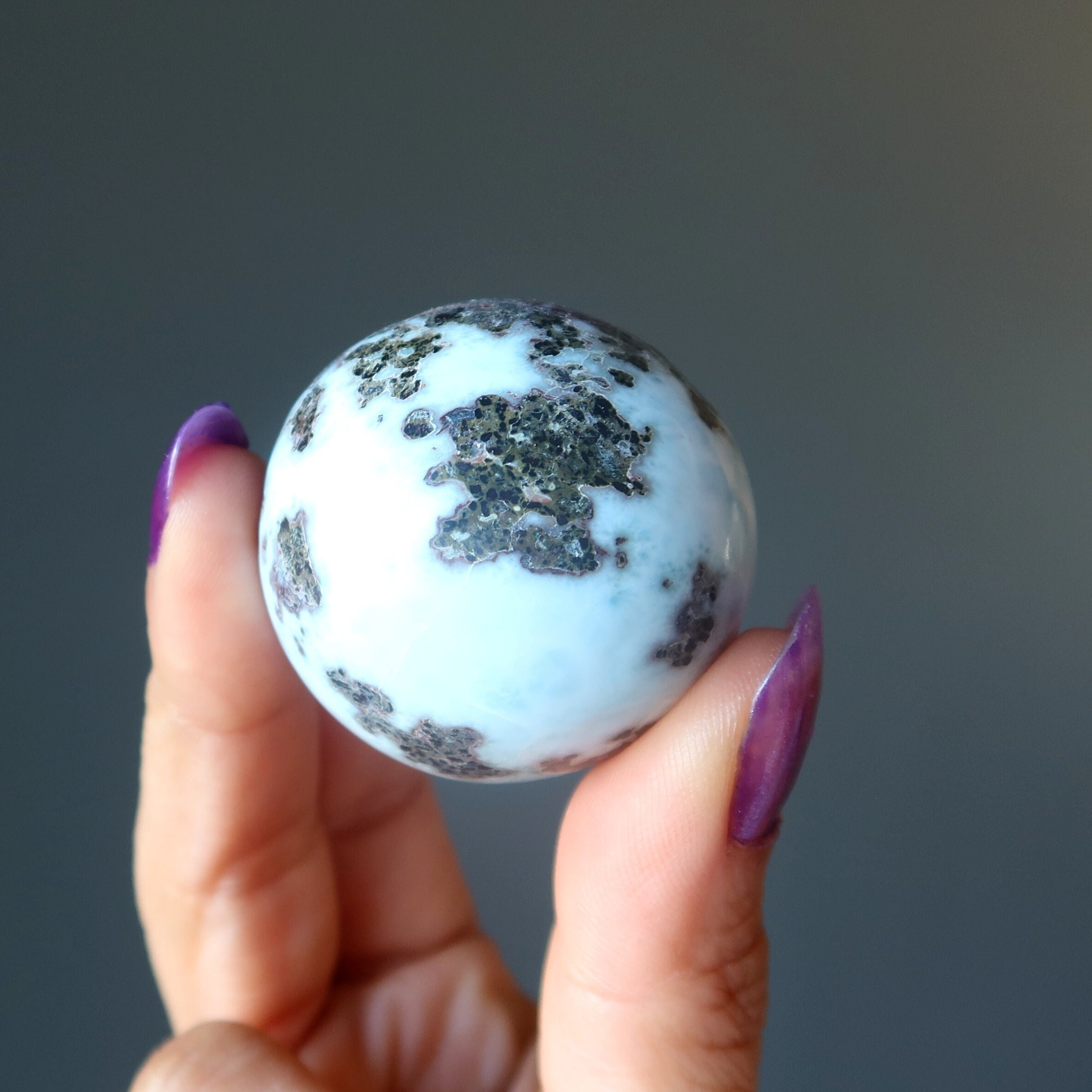 Larimar Sphere Relaxation Meditation Ice Blue Rare Crystal Ball