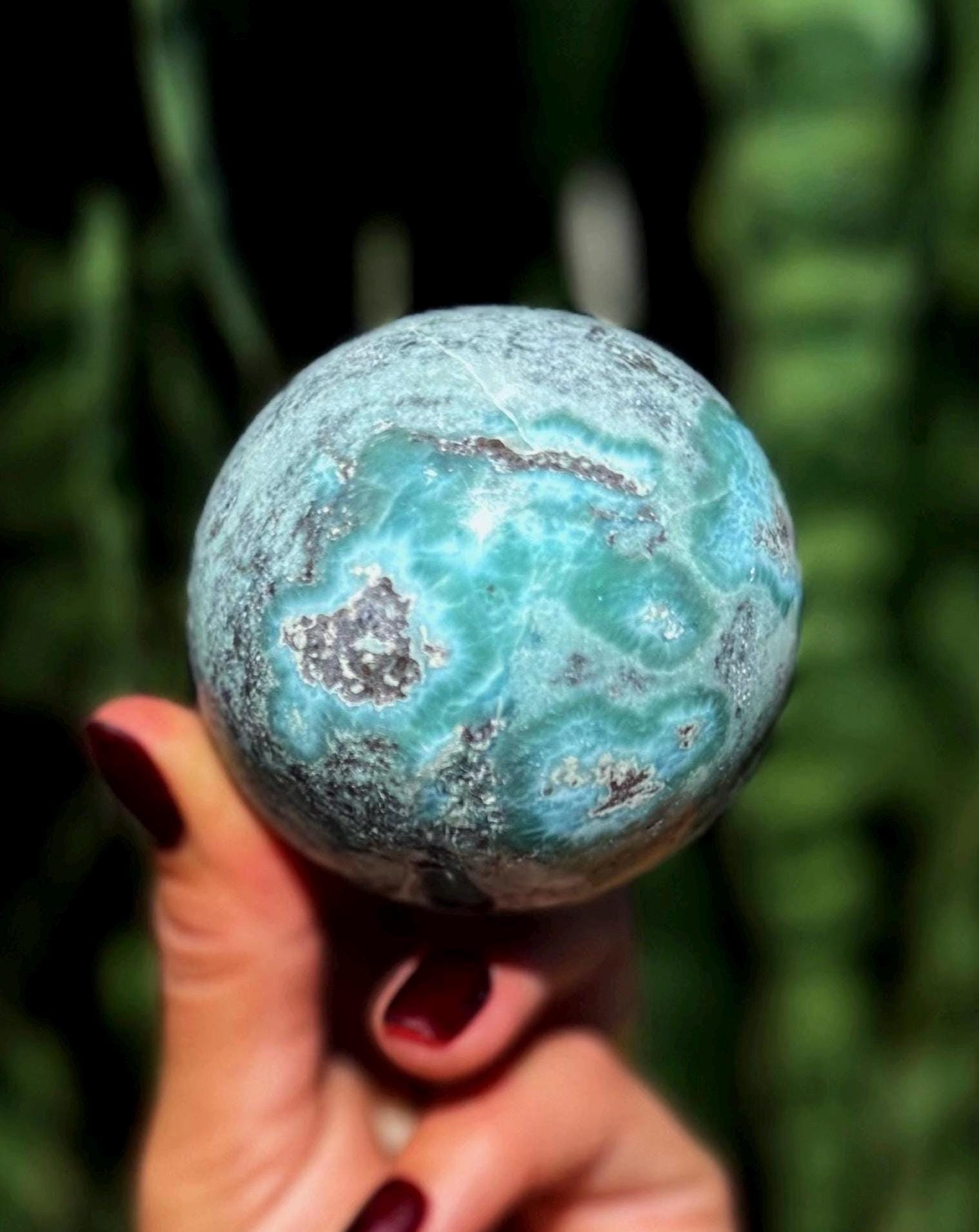 Larimar Sphere W/ Stand - Larimar Crystal Larimar Sphere W/ Stand - Larimar Crystal
