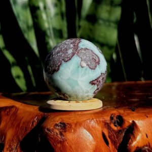 Larimar Sphere W / Stand – Throat Chakra, Soulmate Crystal