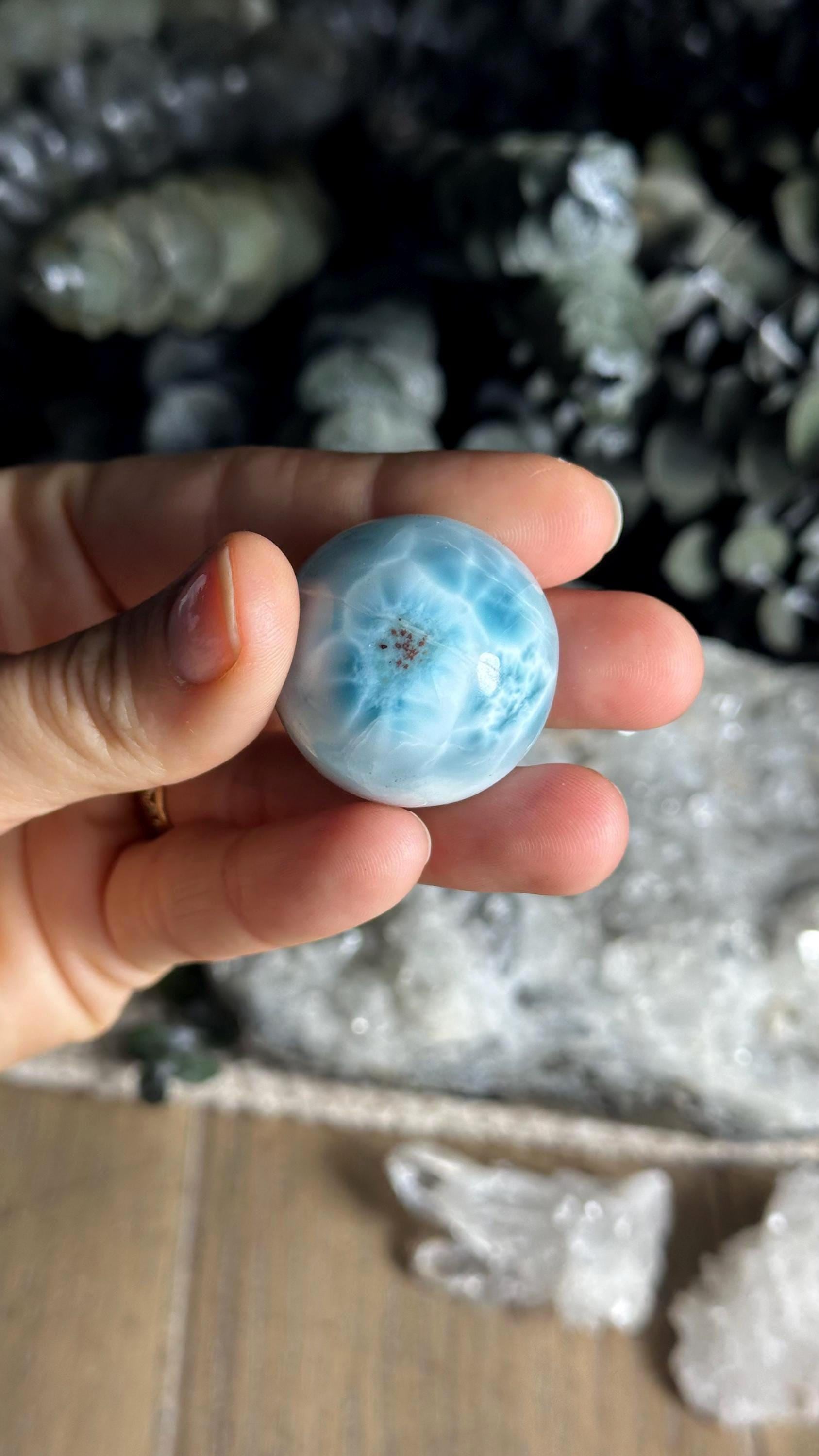 Larimar Sphere Stone Crystal Ball Carving