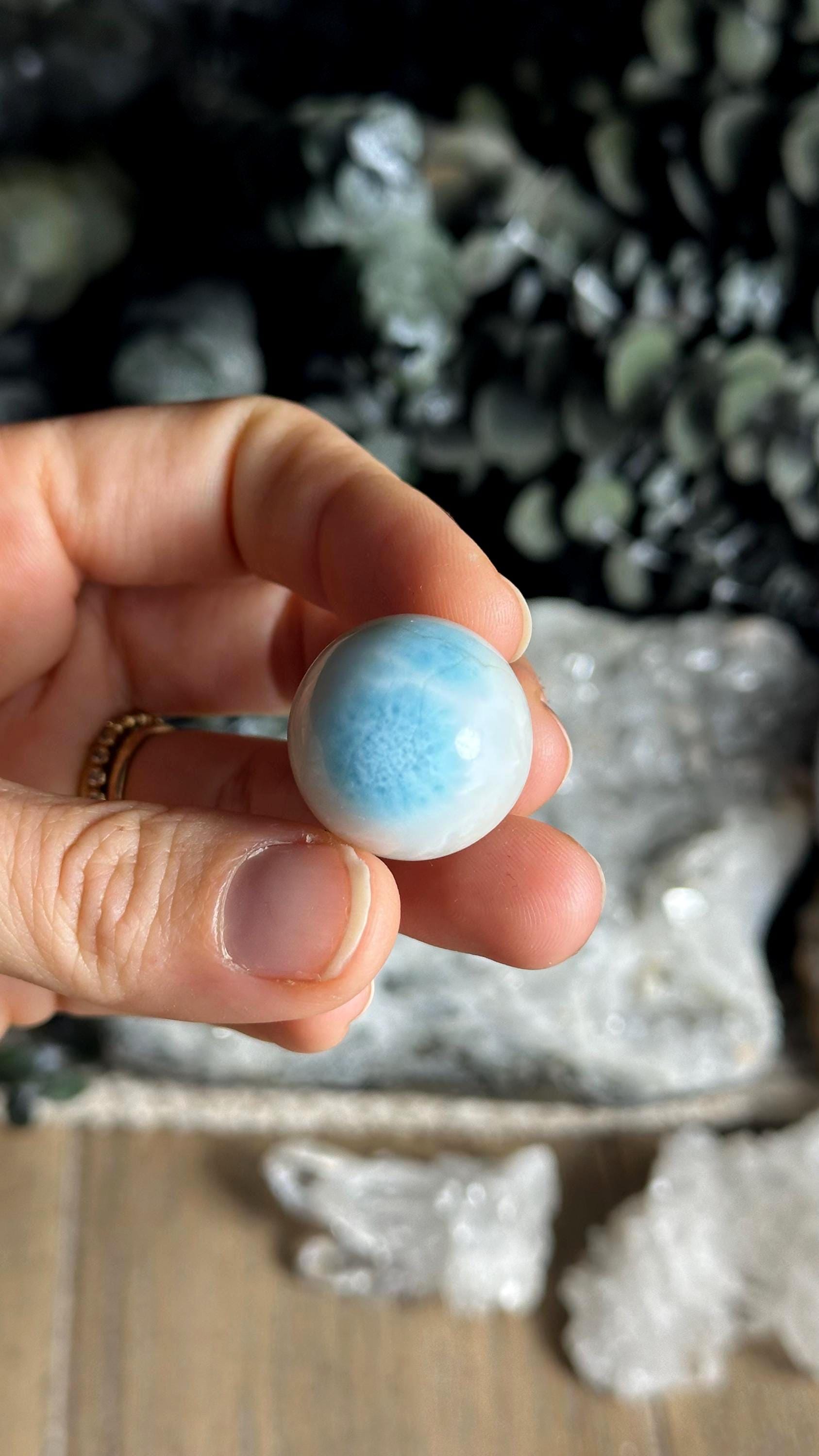 Larimar Sphere Stone Crystal Ball Carving