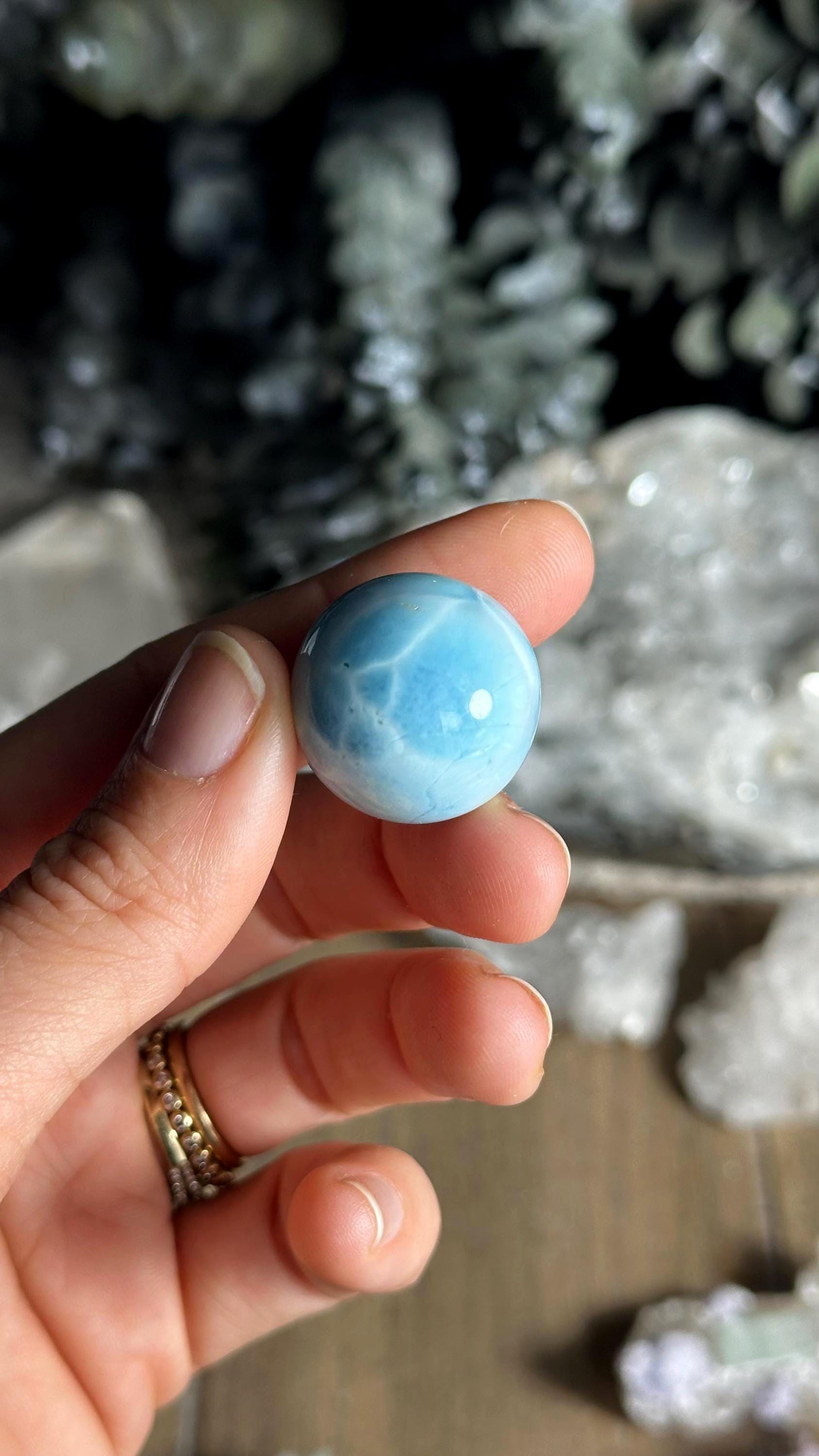 Larimar Sphere Stone Crystal Ball Carving