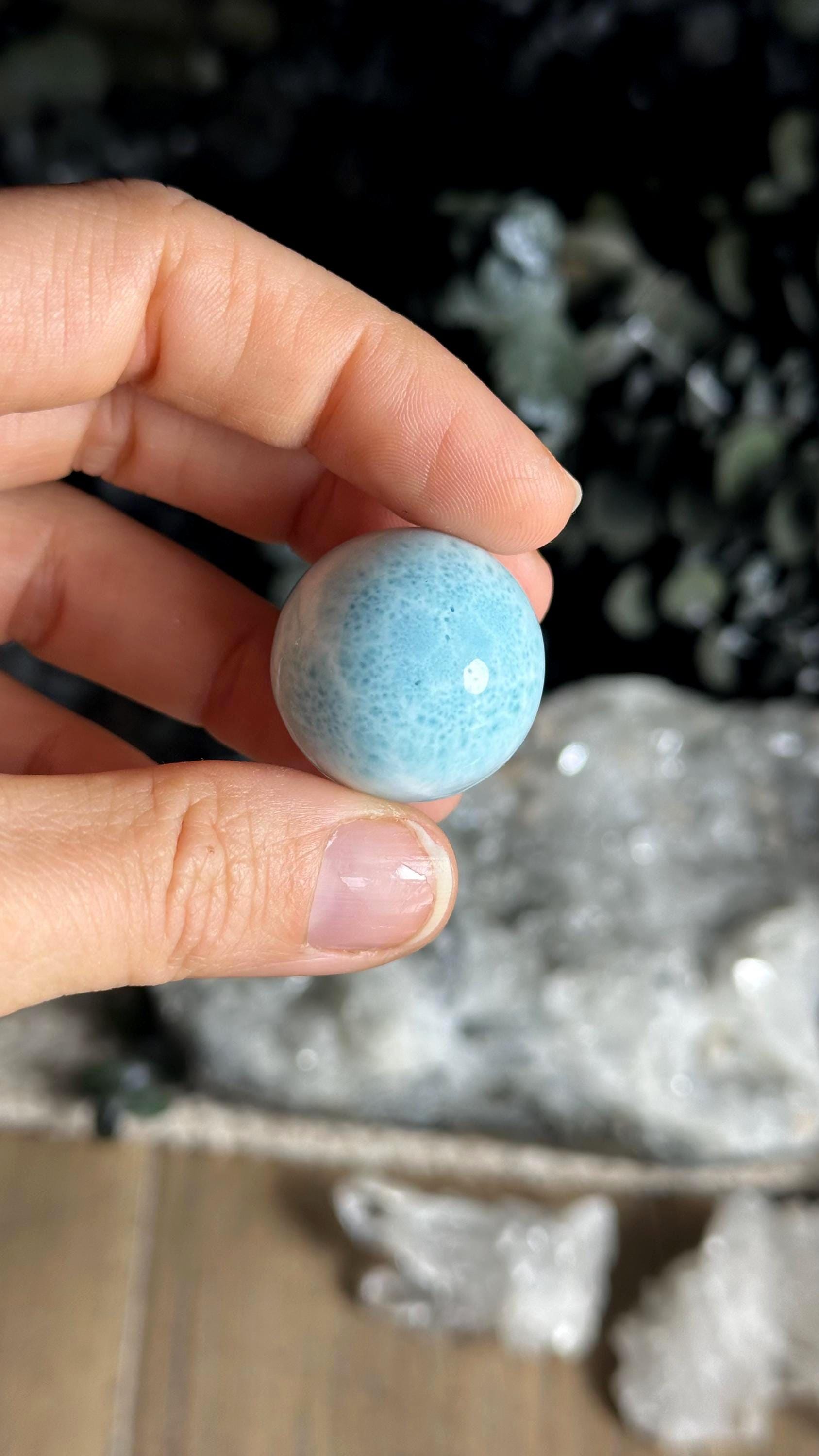 Larimar Sphere Stone Crystal Ball Carving