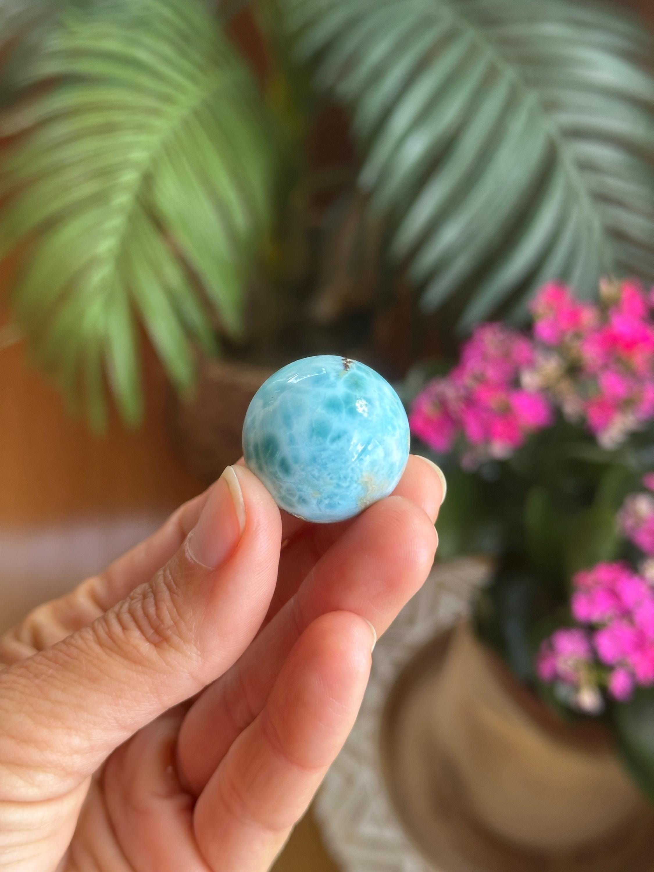 Larimar Sphere Stone Crystal Ball Carving