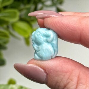 Larimar Squirrel | 3g | - #2 (polished Blue Crystal Carving, Throat Chakra, Peace, Ocean)