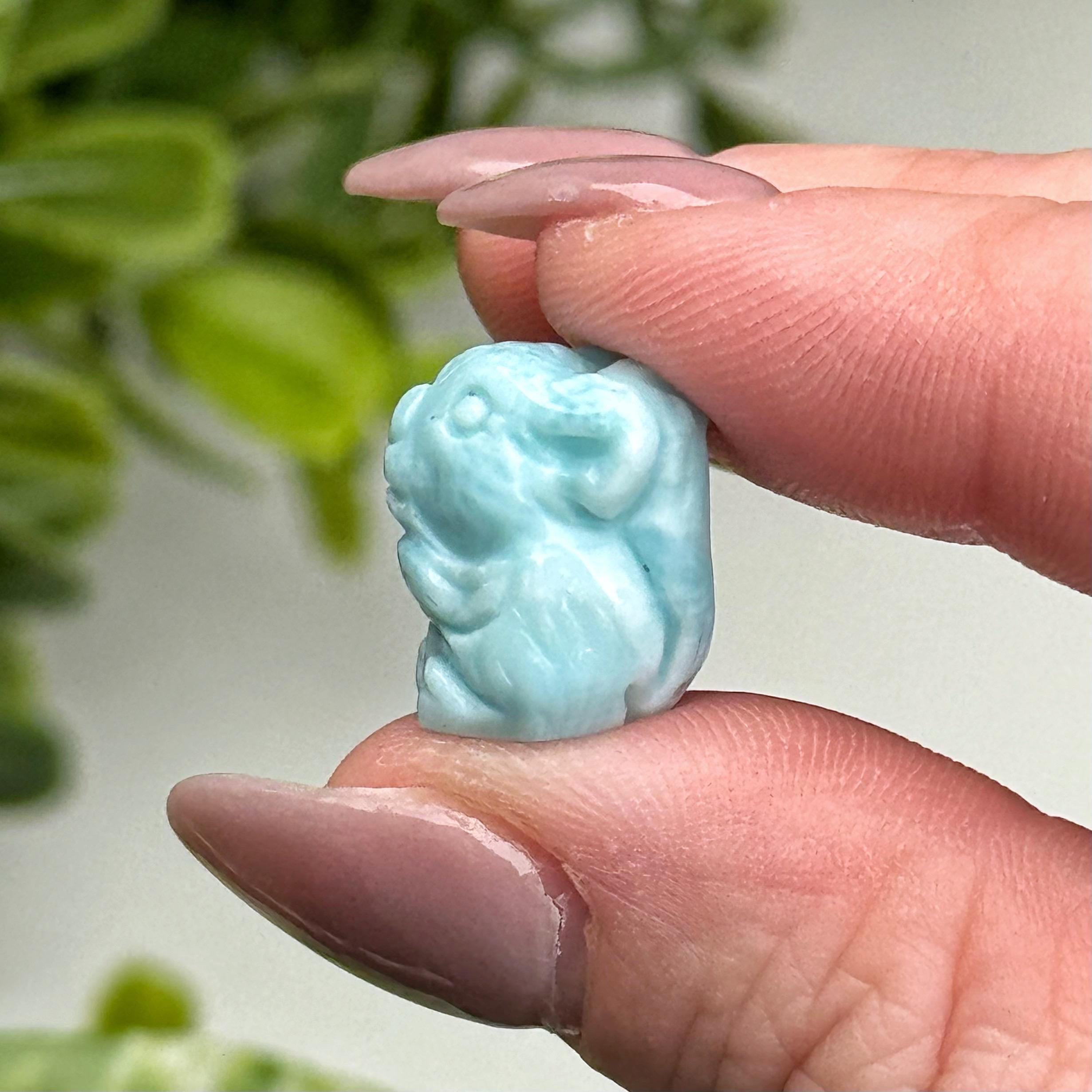 Larimar Squirrel | 3g | - #2 (polished Blue Crystal Carving, Throat Chakra, Peace, Ocean)