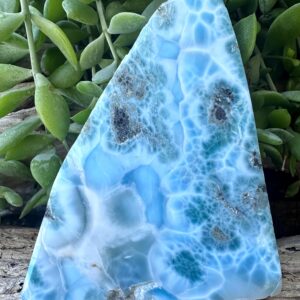 Translucent Larimar Slab: Hand Polished Atlantis Stone, Dominican Republic