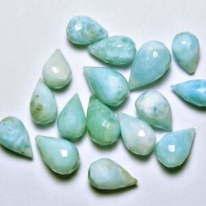 Larimar Teardrop Beads - 10 Pcs - Natural Beautiful Larimar Faceted Teardrops Briolettes - Side Drilled Drops,Size is 7x10-8x12mm #716 Larimar Teardrop Beads - 10 Pcs - Natural Beautiful Larimar Faceted Teardrops Briolettes - Side Drilled Drops,Size is 7x10-8x12mm #716