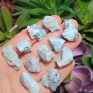 Tumbled Larimar Crystal: Polished Blue Pectolite Stone, Caribbean Origin Tumbled Larimar Crystal: Polished Blue Pectolite Stone, Caribbean Origin